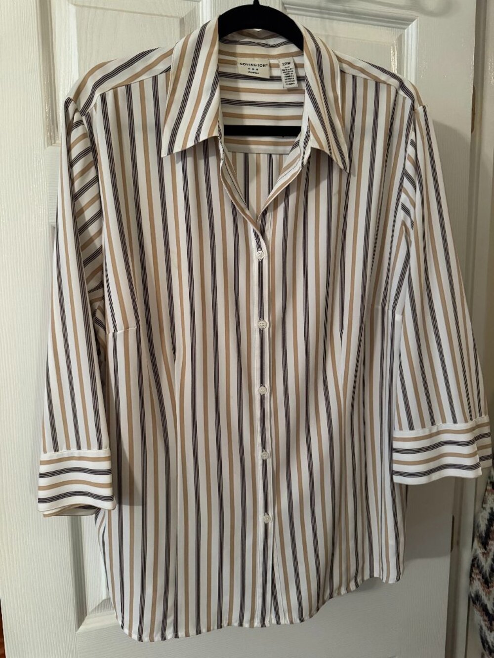 Covington Woman Plus Size Striped Button Down Top